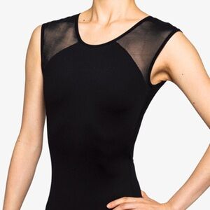 Express Black Mesh Cap Sleeve Thong Bodysuit Women’s Large | Sheer Panel Top